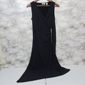 Chico’s Blue Zipper Detail Knit Kit Faux Wrap Dress Size Small